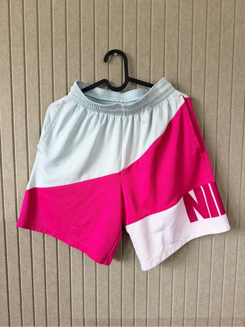 Nike Women’s Hot Pink and White Colorblock Athletic Shorts